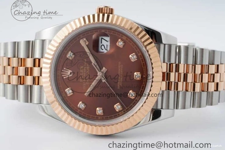 Jubilee Edition Dial VR3235 904L JDF RG V2 Steel Diamonds SS 41 RG Bracelet SS 1:1 Best DateJust Brown on 0828